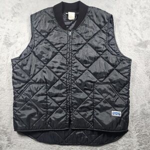 VINTAGE Big Smith Vest Mens XL Black Nylon Insulated Full Zip Made USA Workwear